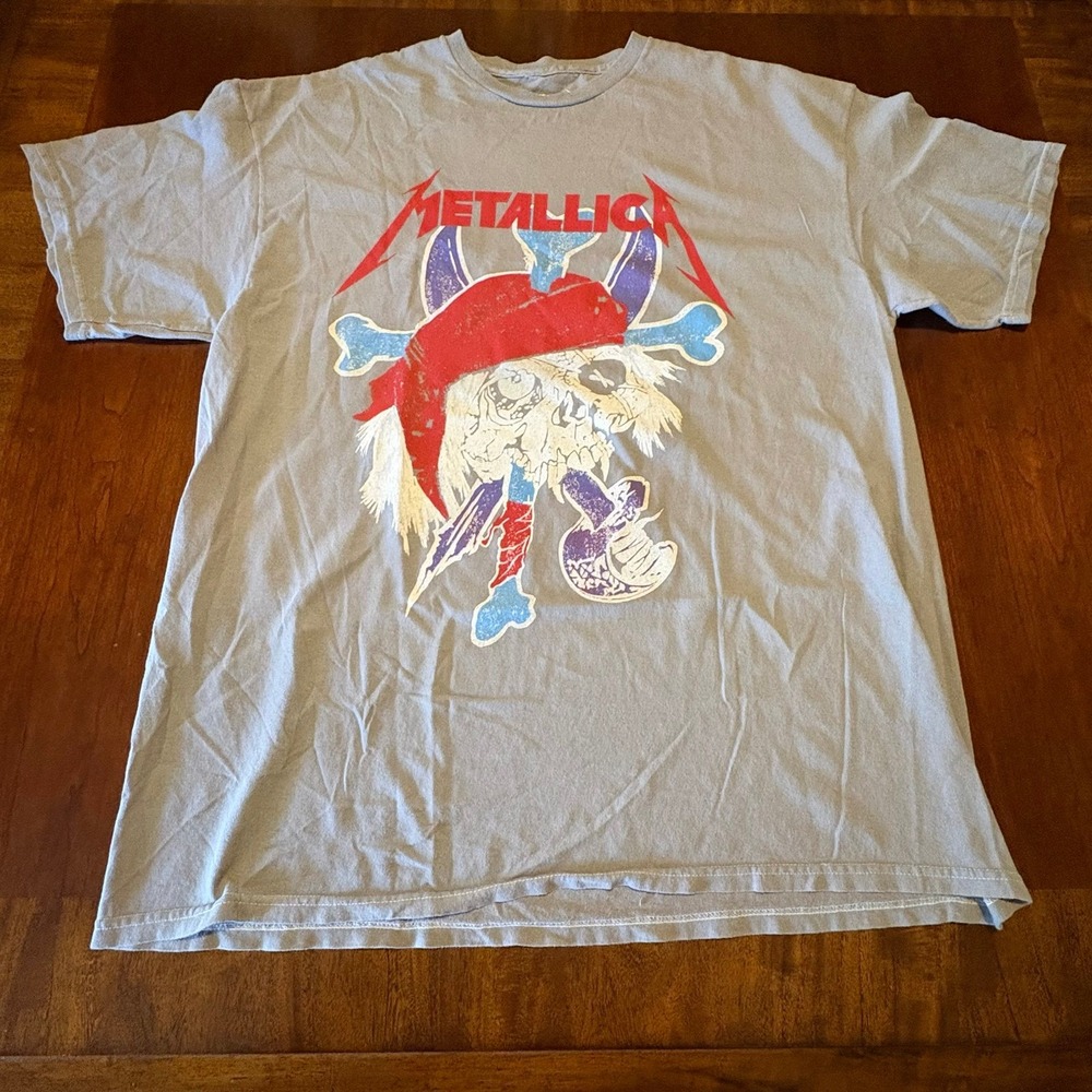 2023‎ Metallica OVERSIZED Skull & Crossbones T-Shirt Grey Size M (Fits Like XL)